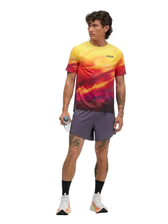 Koszulka męska HOKA Race Day citrus prt
